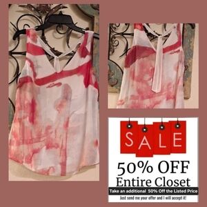 Iris Setlakwe Red and White Abstract Tank Top. NWOT Size 6